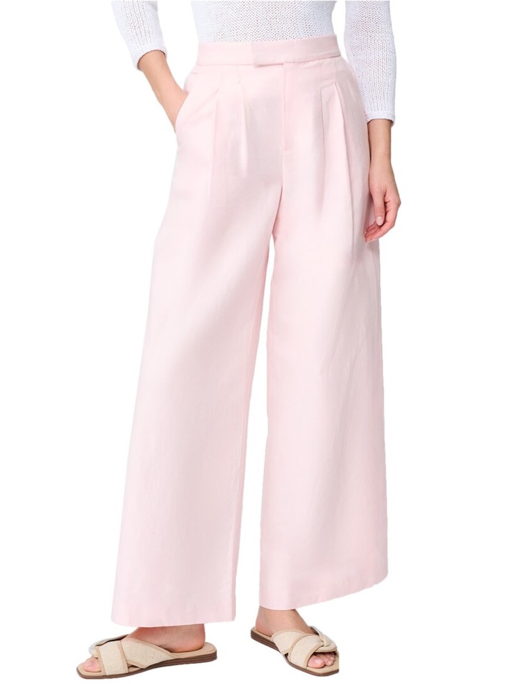 NWOT J. McLaughlin Pink Amal Linen-Blend Pants Women's Size 6 .